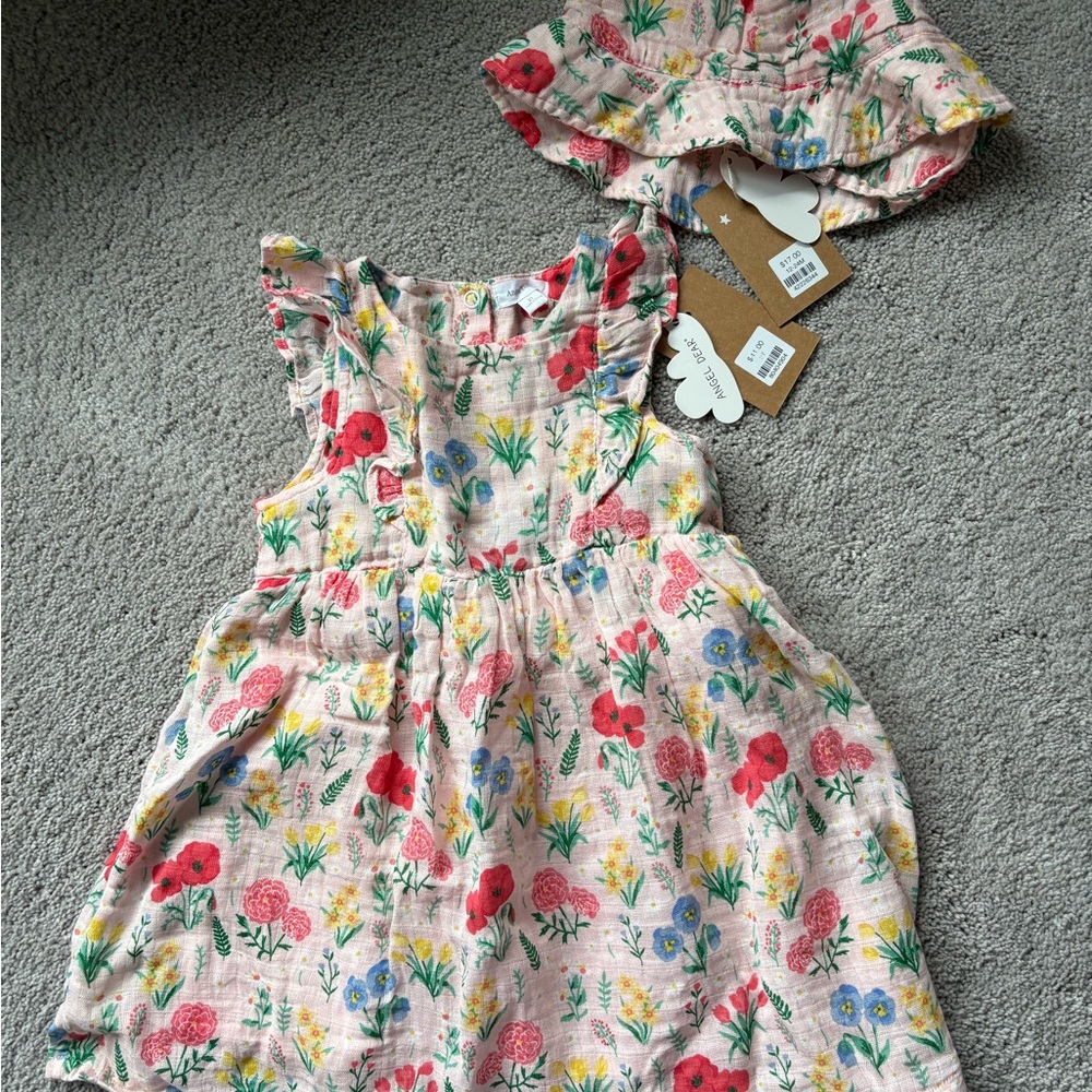 Angel Dear Pink Floral Baby Dress with Ruffles